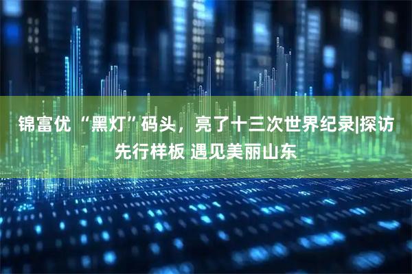 锦富优 “黑灯”码头，亮了十三次世界纪录|探访先行样板 遇见美丽山东