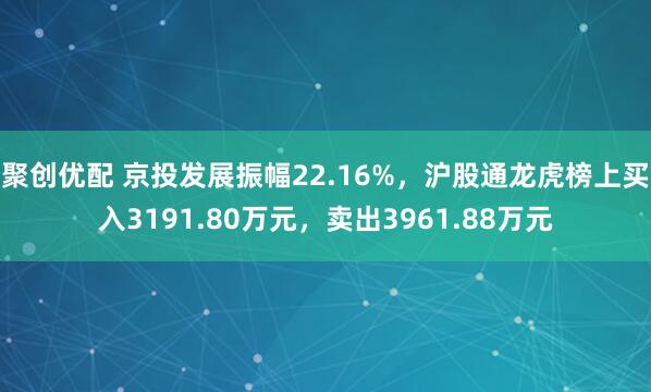 聚创优配 京投发展振幅22.16%，沪股通龙虎榜上买入3191.80万元，卖出3961.88万元